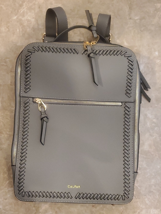 Calpak Accessories - Calpak Kaya Gray Laptop Backpack with Gold Hardware